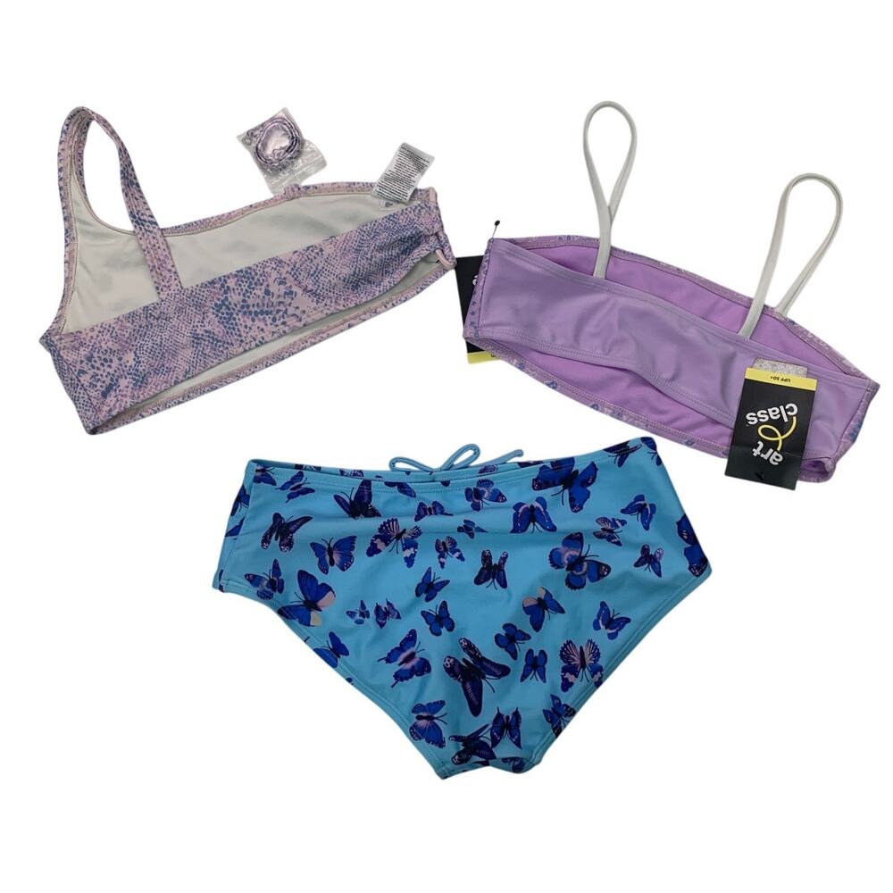 3 New Art Class Girls Large (10/12) Butterfly Paisley Bikini Tops Swim Bottom - Picture 2 of 3